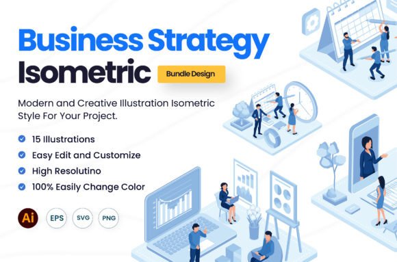 Download Business Strategy Isometric Set Bundle - Business Collection