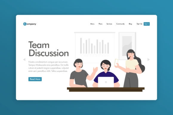 Download Website Illustration - Team Discussion - Discussion Collection