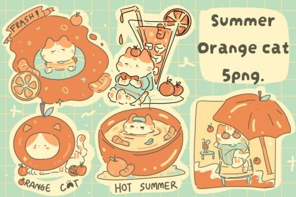 Download Cute Summer Orange Cat - Orange Collection