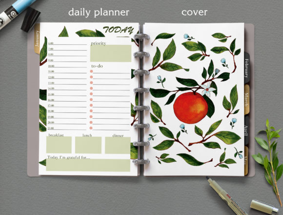 Download Half Letter Orange Floral Daily Planner - Orange Collection
