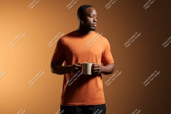 Download Format: Title: Man Orange Shirt Holding - Orange Collection
